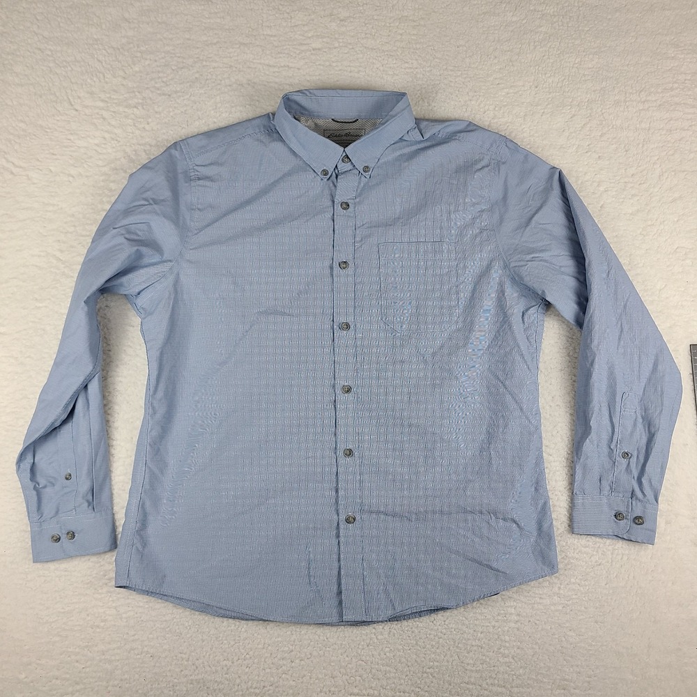Eddie Bauer TraveX Shirt Mens XL Blue Classic Fit Dress Button Up